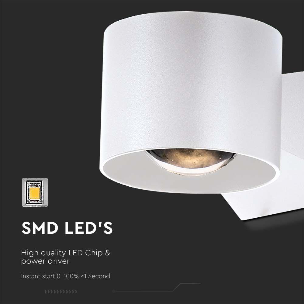 5W Lampa Ścienna LED, Barwa: 3000K, Obudowa: Biała      , VTAC, SKU 10443