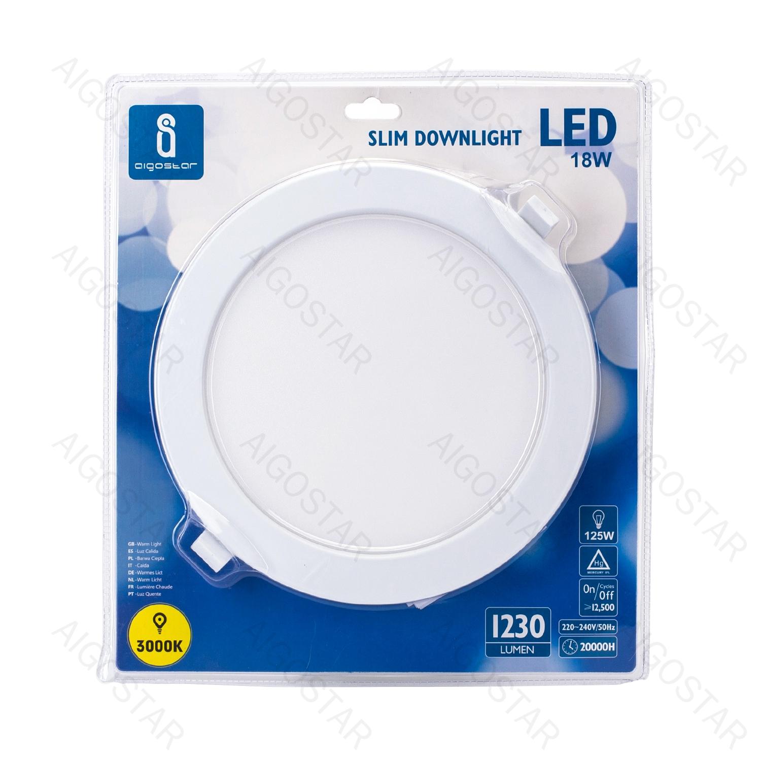 E6 LED Flush-mounted Round Downlight 18W Yellow Light