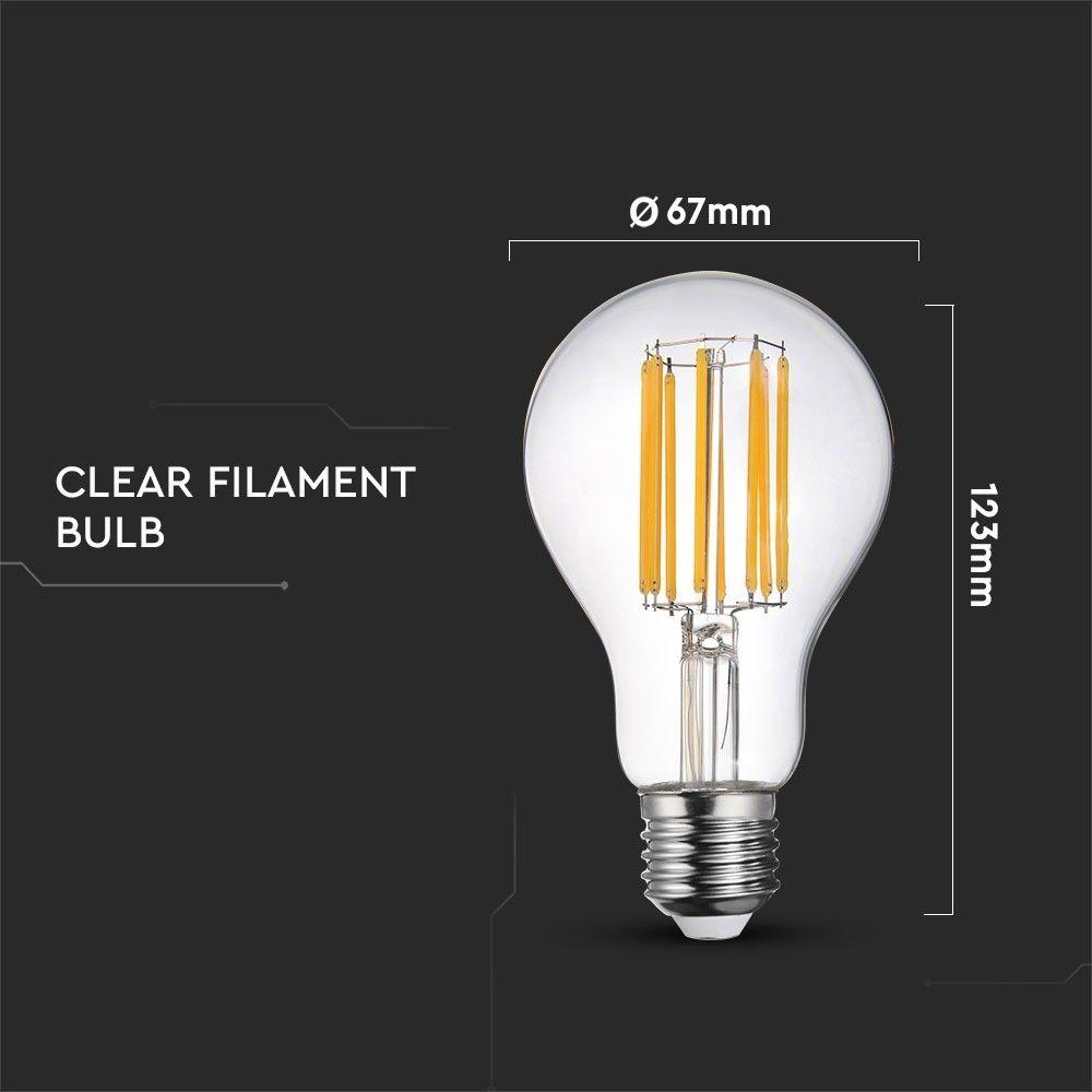 18W A67 Żarówka LED Filament, Barwa:3000K, Skuteczność: 135lm/W, Trzonek:E27 , VTAC, SKU 2802