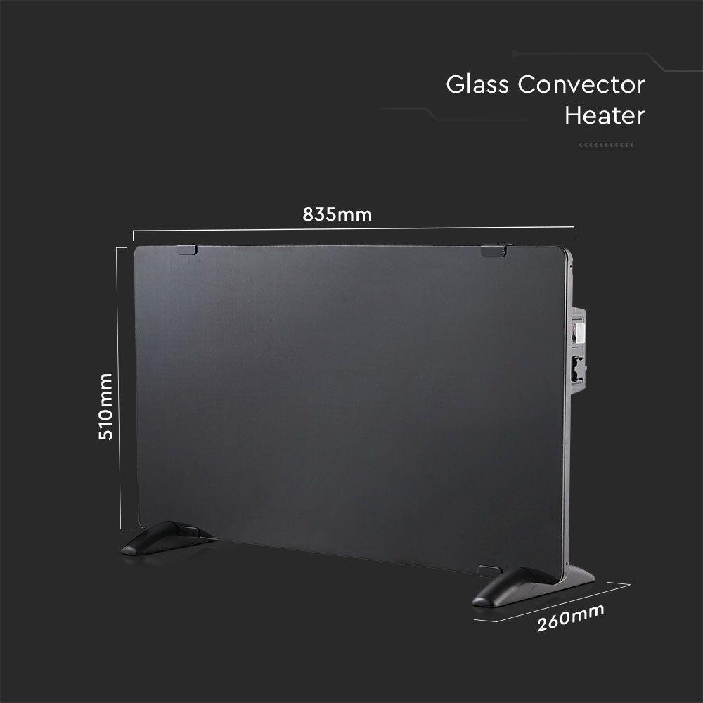 VT-2000 2000W GLASS PANEL HEATER WITH ALUMINIUM HEATING ELEMENT BLACK IP24