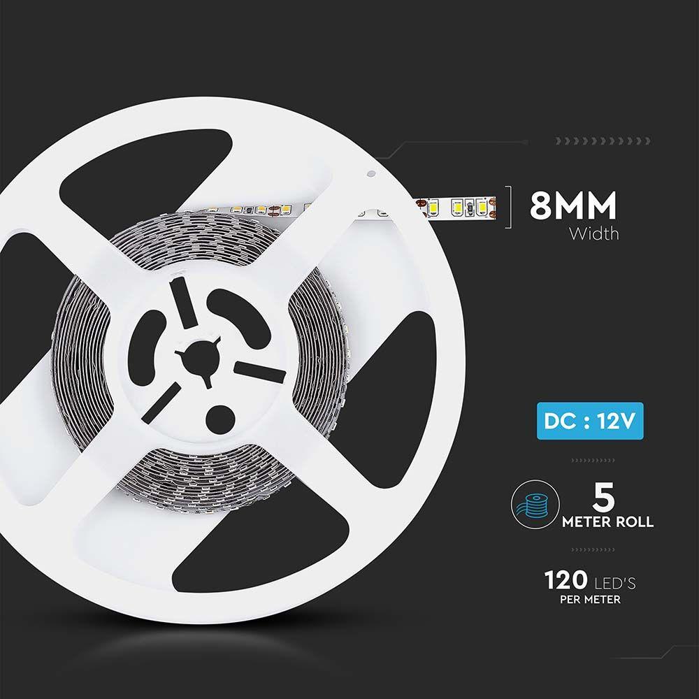 VT-3528 120 8W/M LED STRIP LIGHT COLORCODE:6500K IP20 (5M/ROLL)(PRICE PER M)