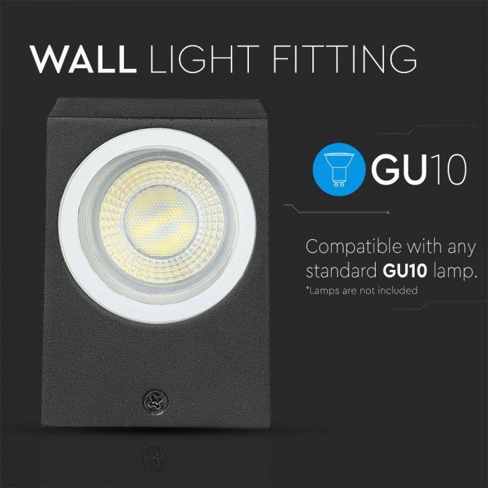 VT-7652 2 WAY GU10 WALL FITTING(ALUMINUM) SQUARE-BLACK (UP-DOWN) IP44