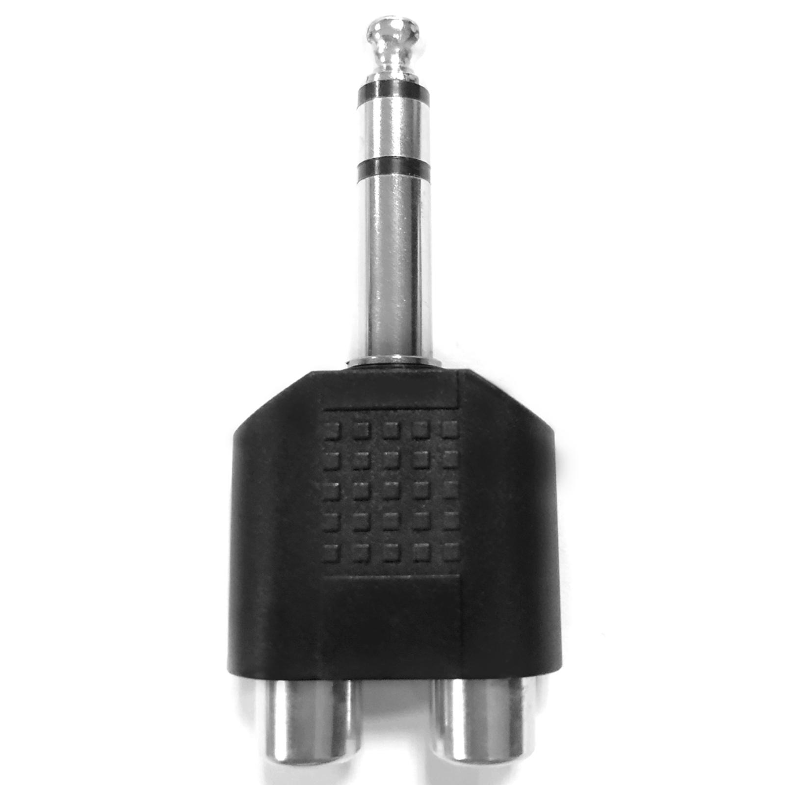 Audio/Video Connector 6.35 Male to 2*RCA Female Black