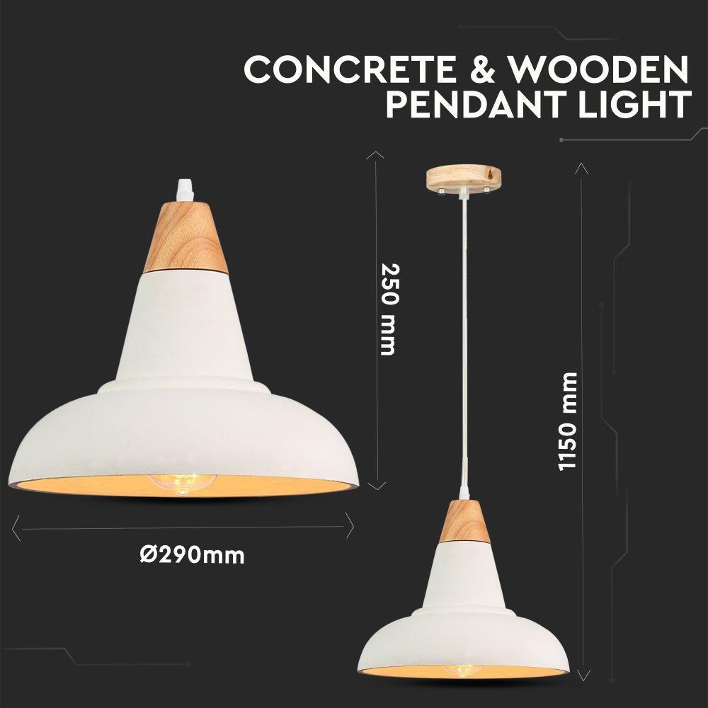 VT-7301 E27 CONCRETE+WOODEN PENDANT LIGHT D:300