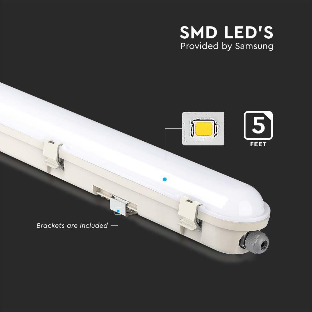 70W Lampa hermetyczna 150cm, Chip Samsung, Klosz Mleczny, Barwa:4000K, Wydajność: 120lm/w, VTAC, SKU 20475