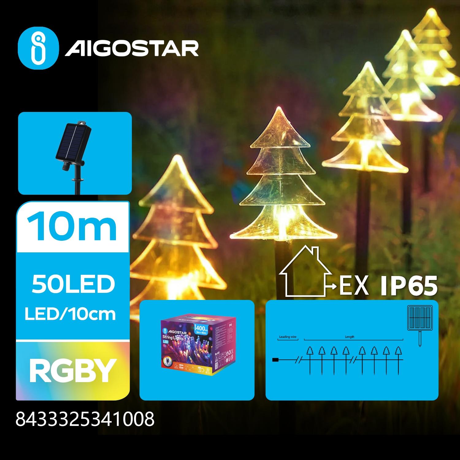 Solar Christmas tree ground-inserted light, RGBY, 1m