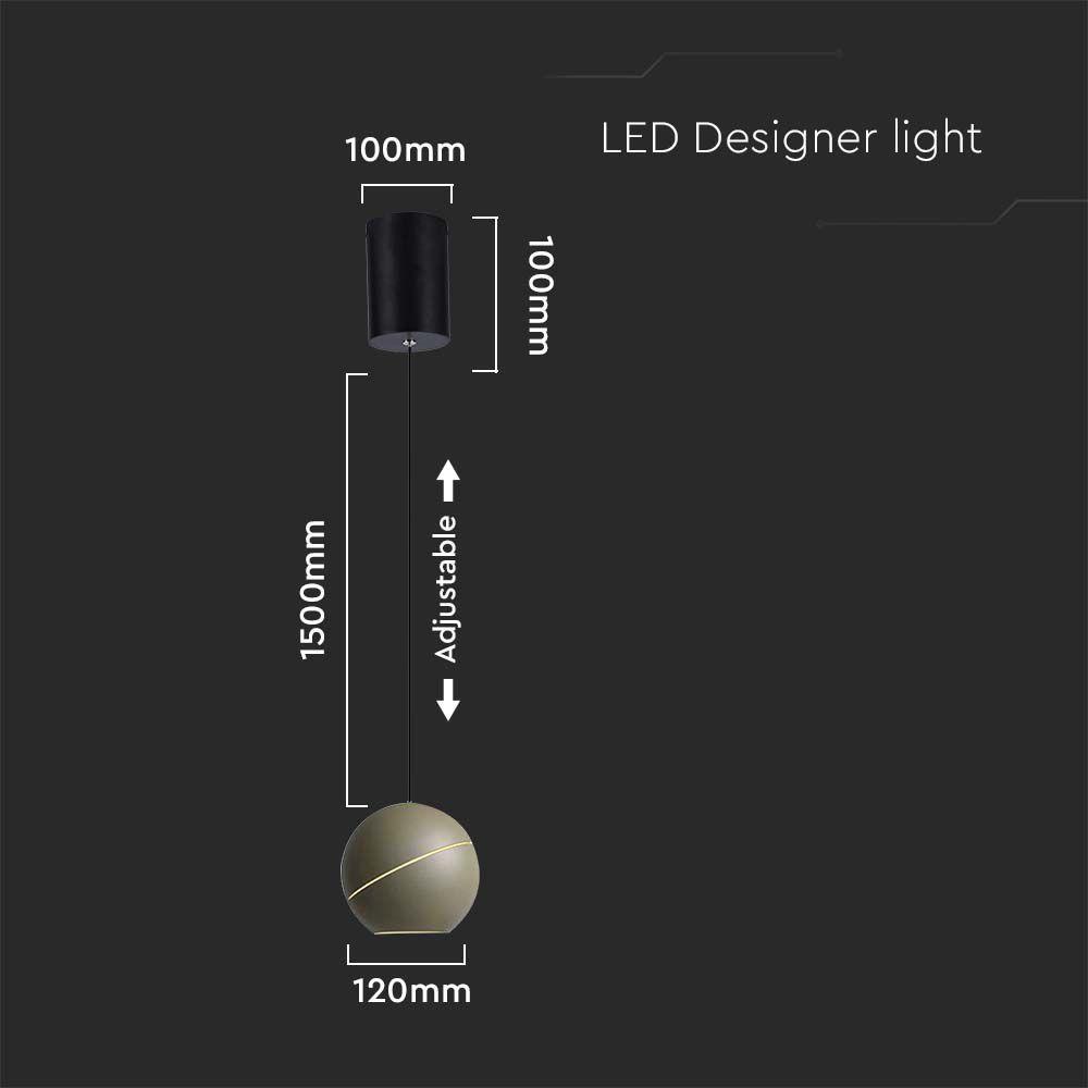 Lampa Wisząca LED, Włącznik dotykowy,  Barwa: 3000K, Obudowa: Złota    , VTAC, SKU 8003