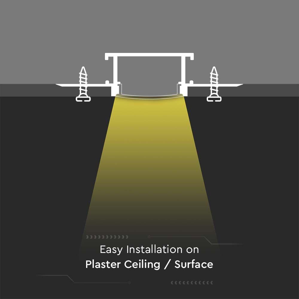 VT-8101 MOUNTING KIT WITH DIFFUSER FOR LED STRIP RECESSED 2000x61.5x14MM SILVER