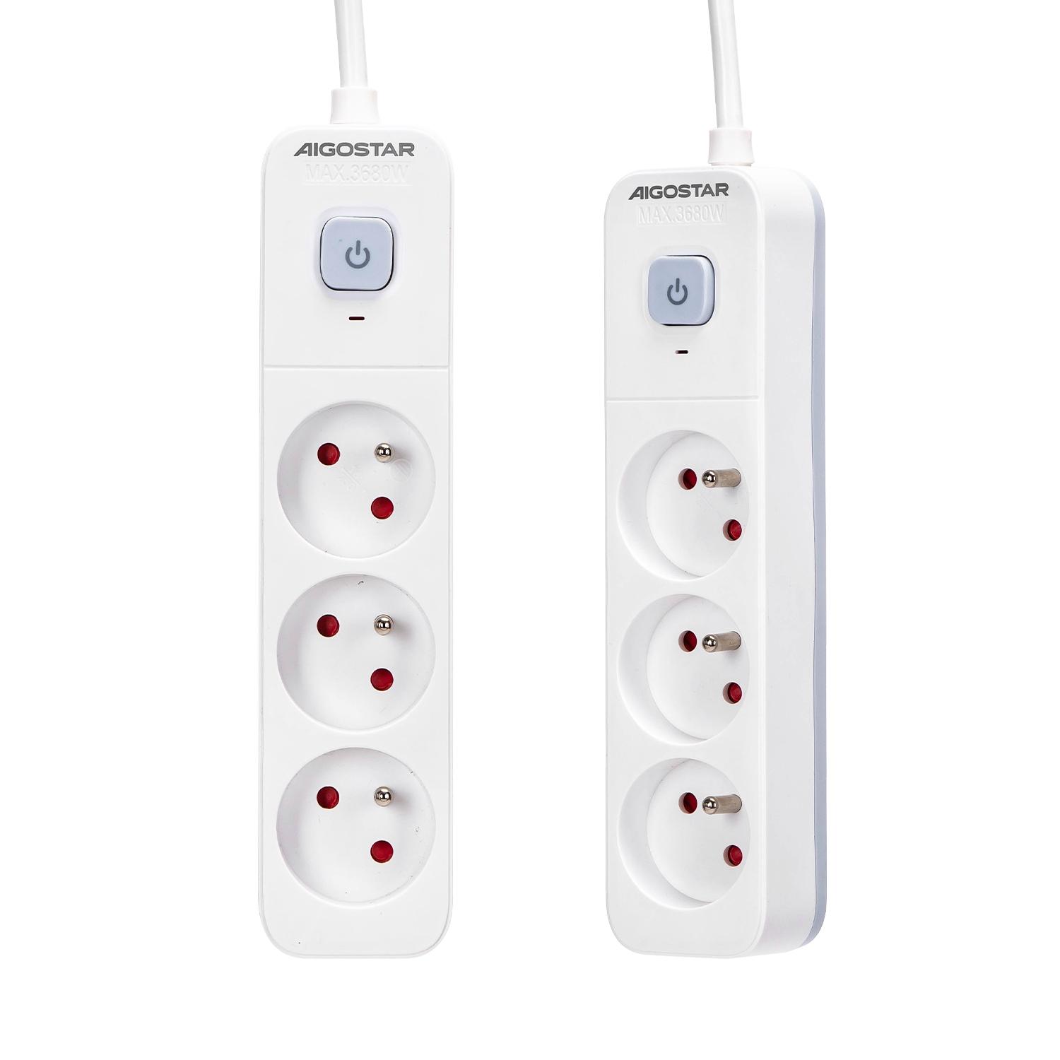 Power strips 3-way 1.5m H05VV-F 3G1.0m㎡ White and Gray