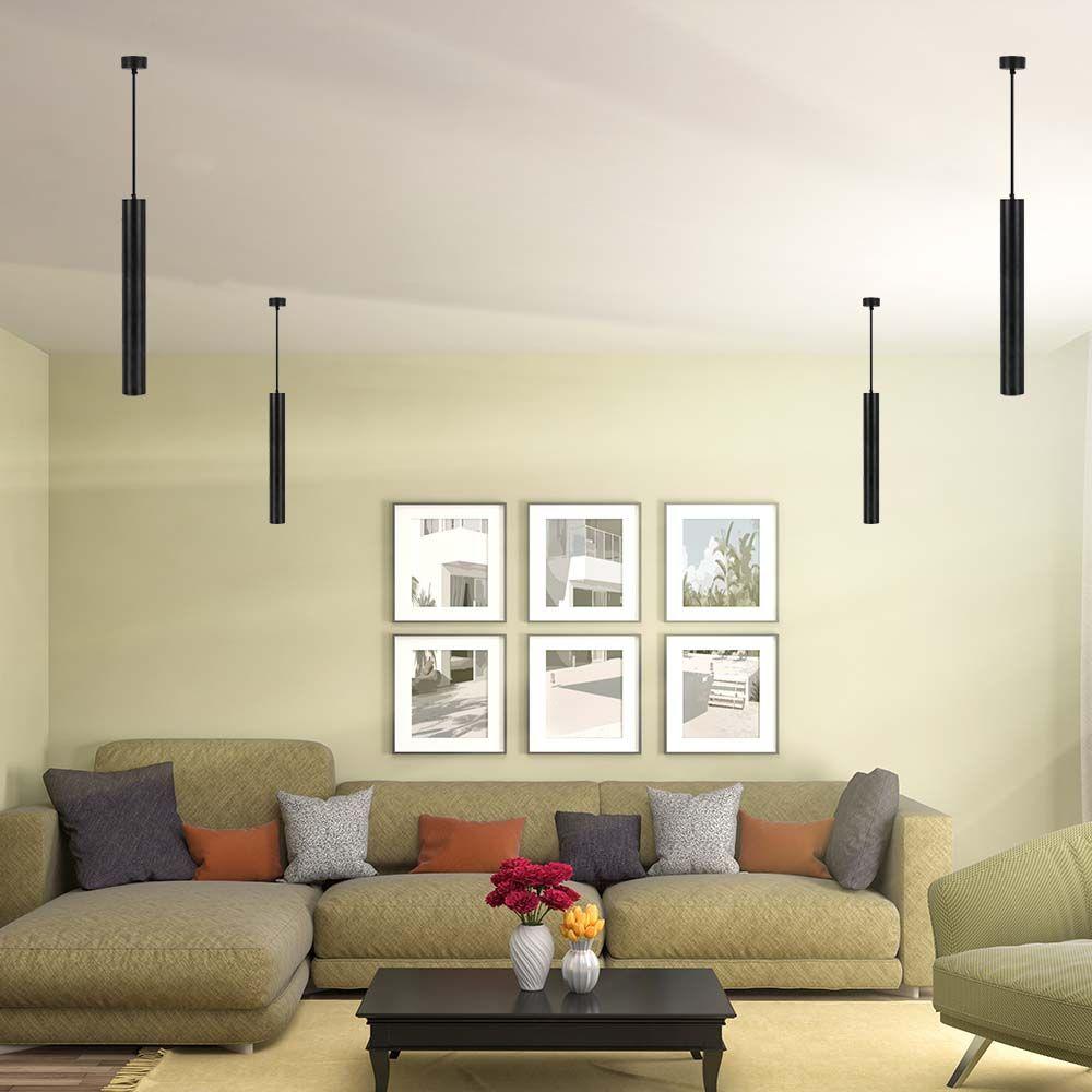 VT-976 1xGU10 HANGING PENDANT BLACK D:60x500MM