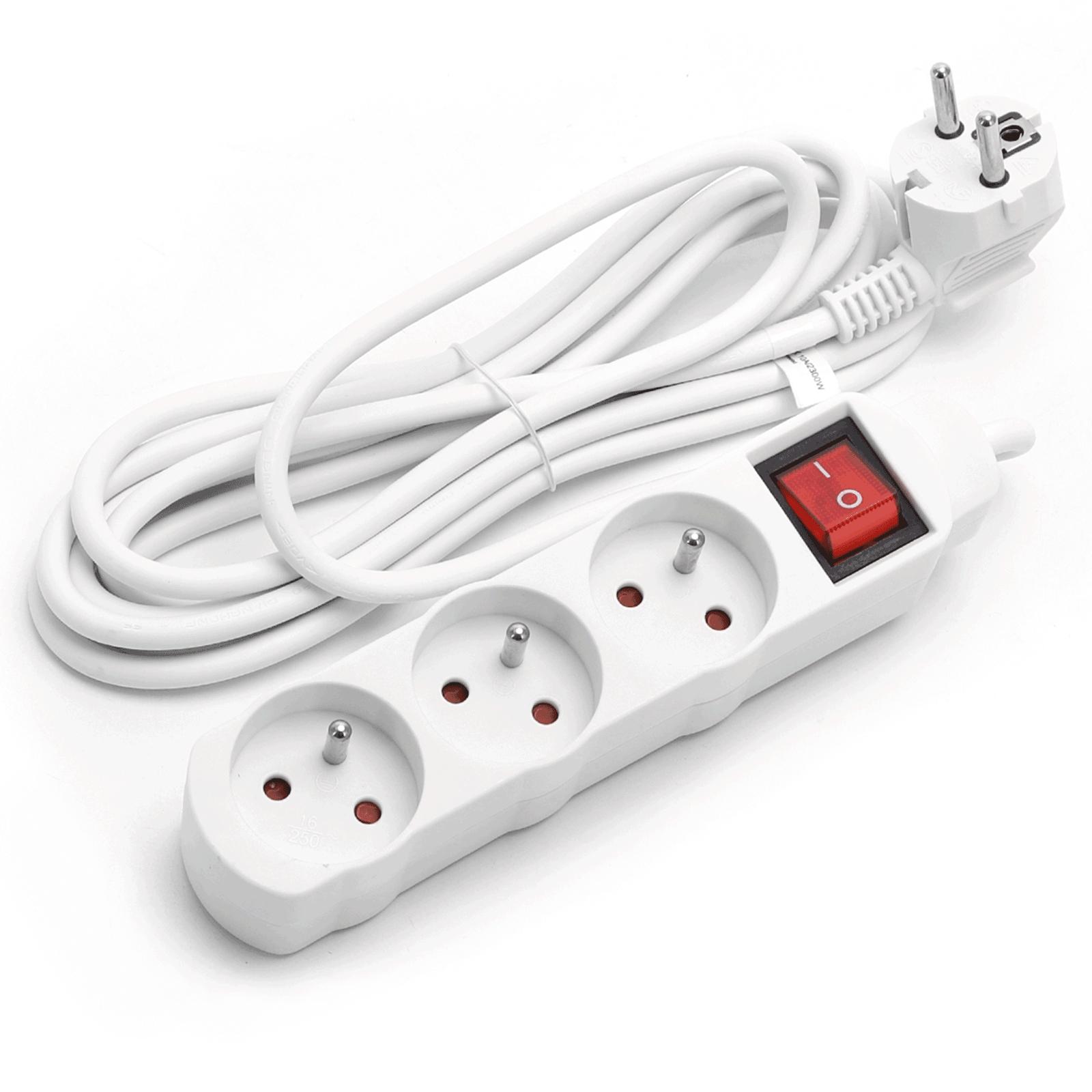 Power strips 3-way 3m H05VV-F 3G1.0m㎡ White