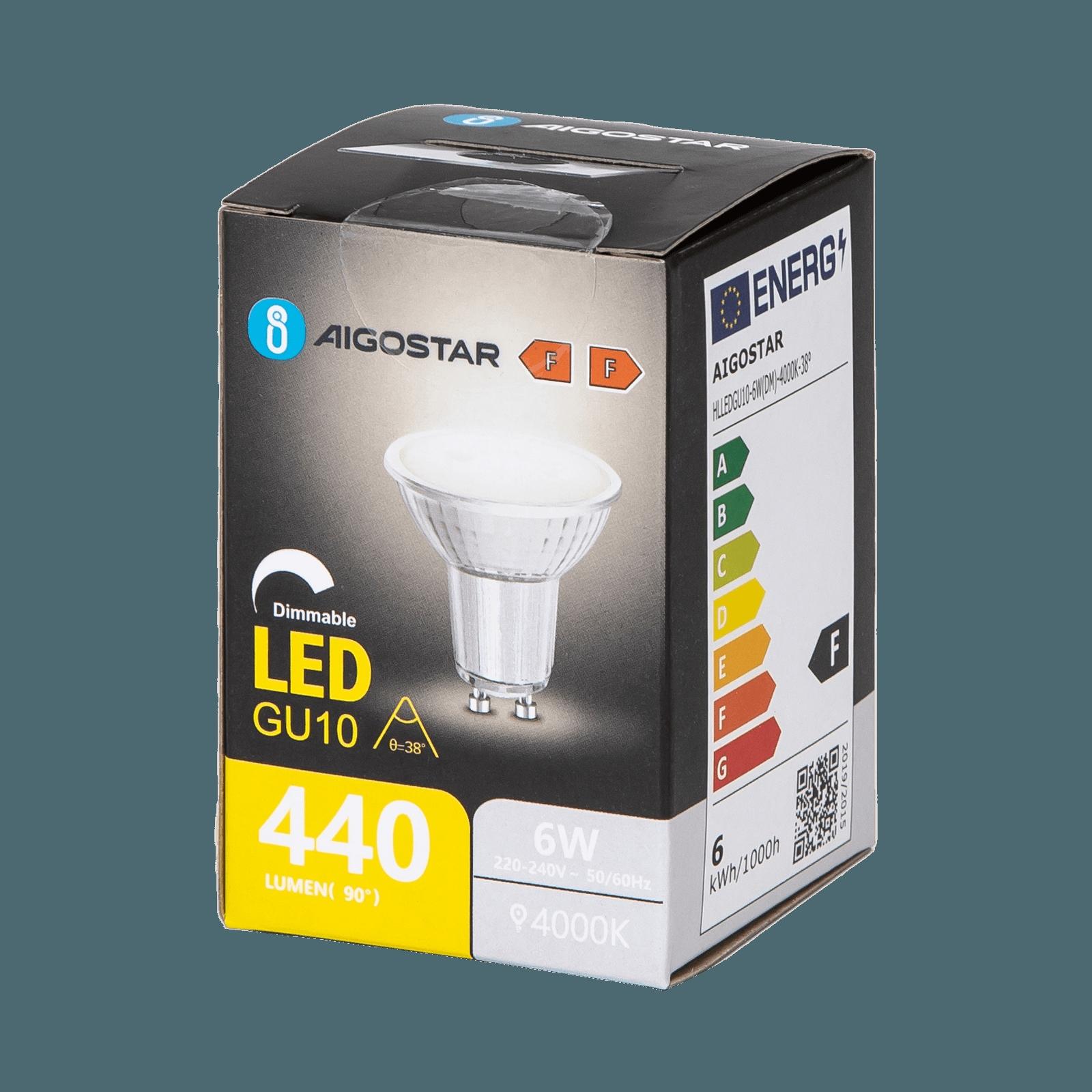 LED GU10 6W 4000K z możliwością ściemniania i szklanym kloszem (6W,GU10,4000K)