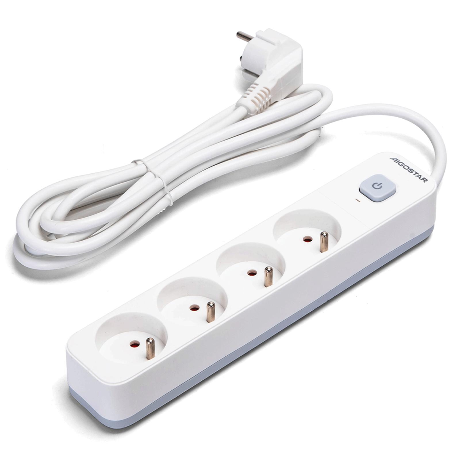 Power strips 4-way 3m H05VV-F 3G1.0m㎡ White and Gray