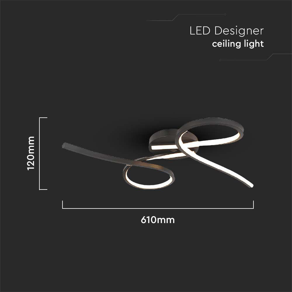 24W Lampa dekoracyjna LED sufitowa, Barwa: 3000K, Kolor: Czarny      , VTAC, SKU 7004