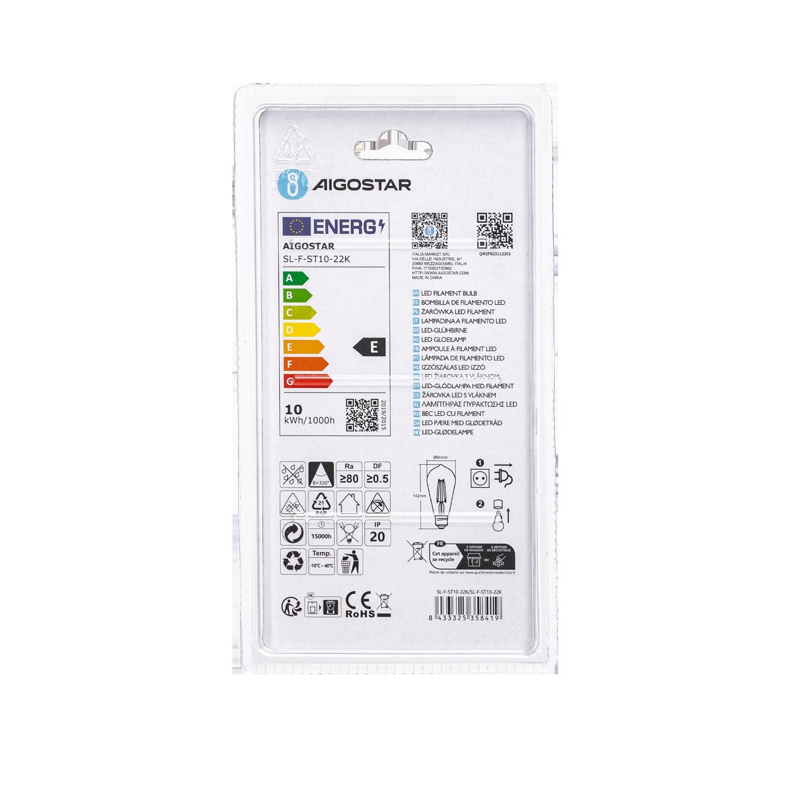 LED Filament Bulb (Amber) ST64 E27 10W