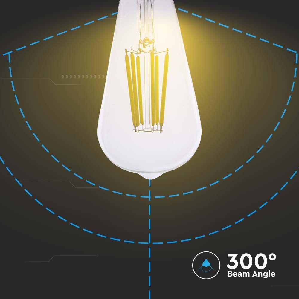 4W ST64 Żarówka LED Filament, Klosz Transparentny, Barwa:4000K, Trzonek:E27, Skuteczność: 210lm/W, VTAC, SKU 2997