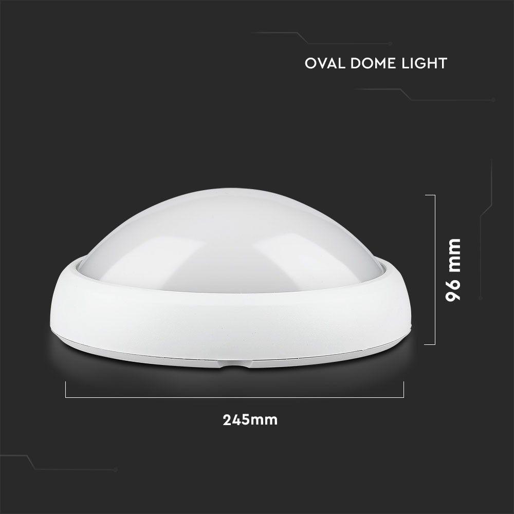 VT-8016 12W FULL OVAL IP54 DOME LIGHT 6400K WHITE BODY