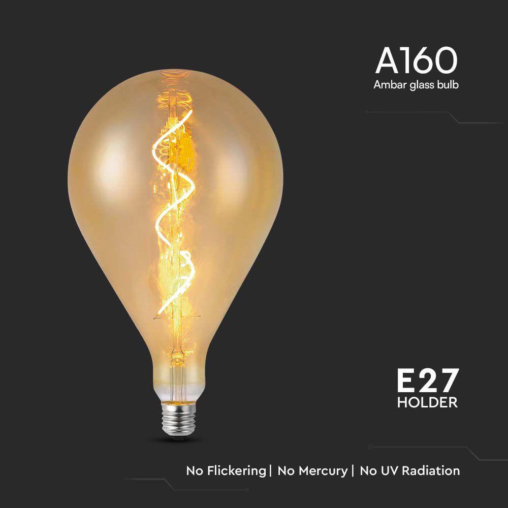 VT-2267 4W A160 SPIRAL FILAMENT BULB 2700K AMBER GLASS