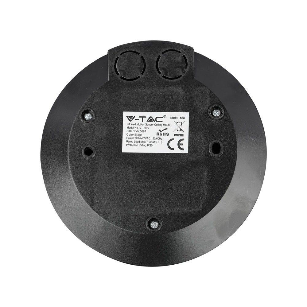 VT-8027 PIR CEILING SENSOR BLACK(FLAT) - MAX:1000W LED