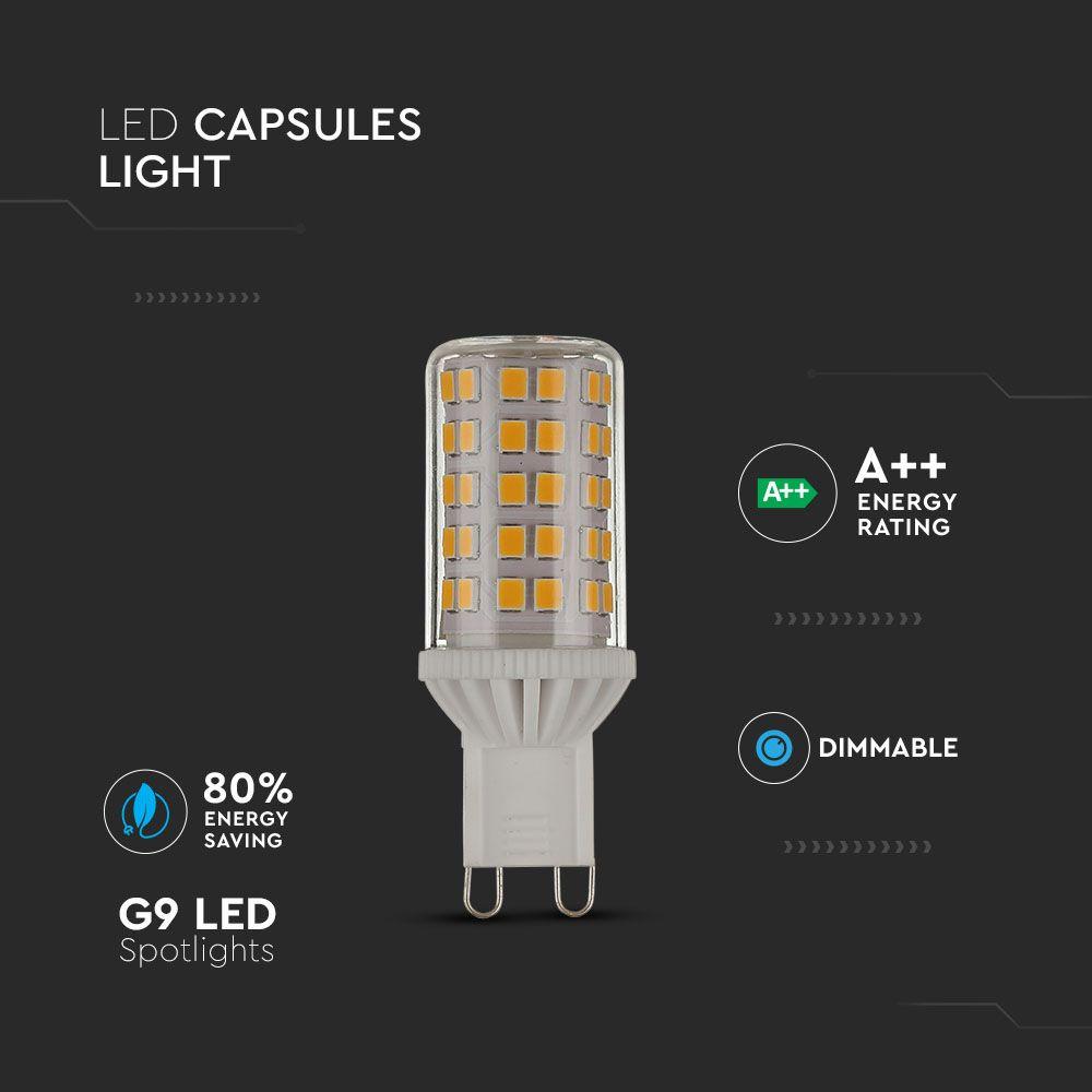 5W G9 Żarówka LED, Barwa:3000K, Ściemniana, Trzonek: G9, VTAC, SKU 7429