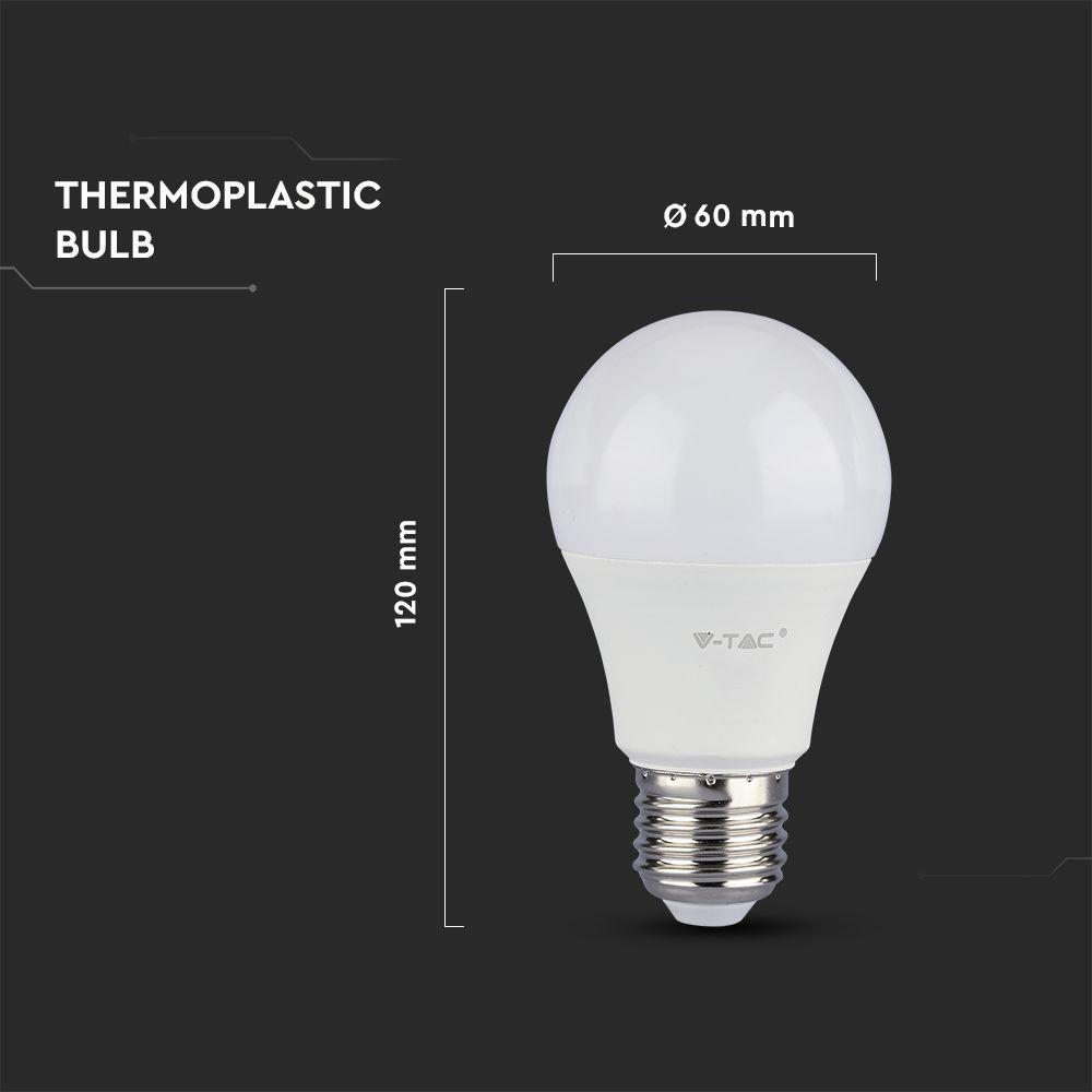 VT-262D 12W A60 LED PLASTIC BULB SAMSUNG CHIP 6400K E27 DIMMABLE