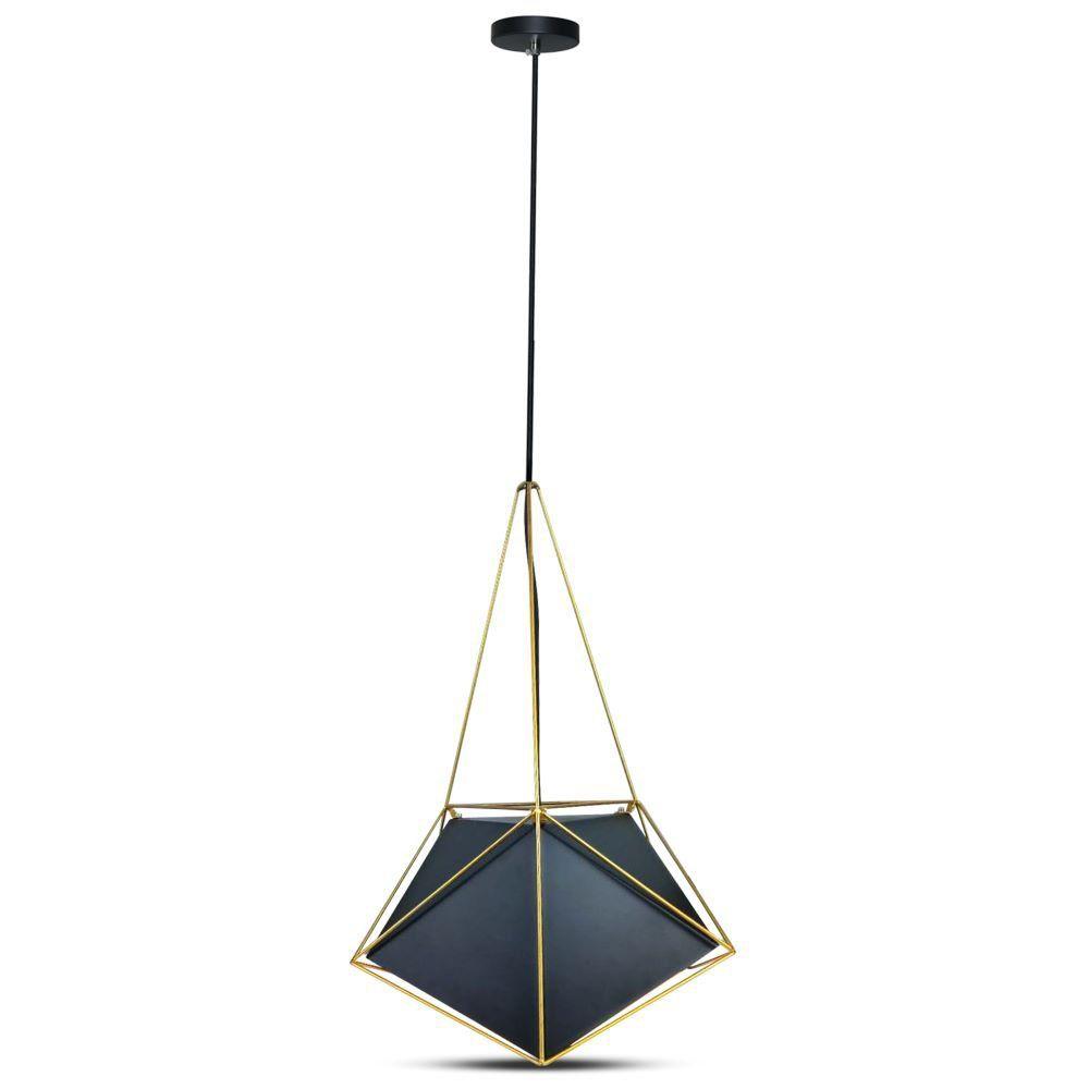 VT-7401 PRISM PENDANT LIGHT(E27),BLACK LAMPSHADE WITH GOLD WIRE-D:400*540MM