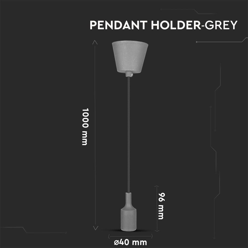 VT-7228 E27 SILICONE PENDANT HOLDER-GREY