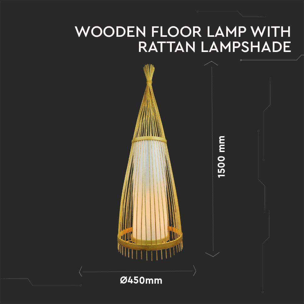 VT-4150 WOODEN FLOOR LAMP WITH RATTAN LAMPSHADE E27 HOLDER D:400*1500MM