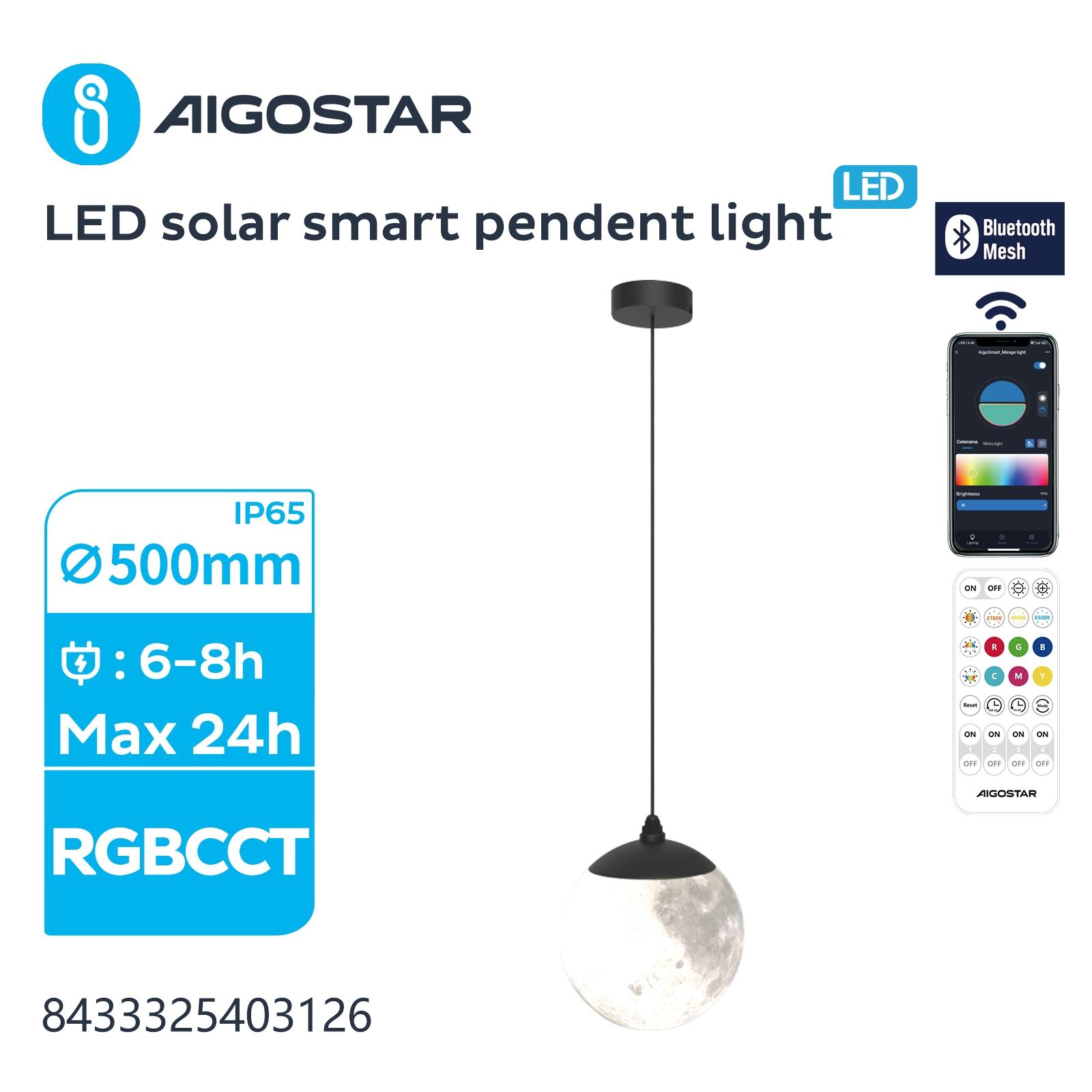 LED SOLAR SMART PENDANT LIGHT /BLUE TOOTH MESH/SPLIT/35W/RGBCCT/IP65/S∅500MM/STAR  PATTERN