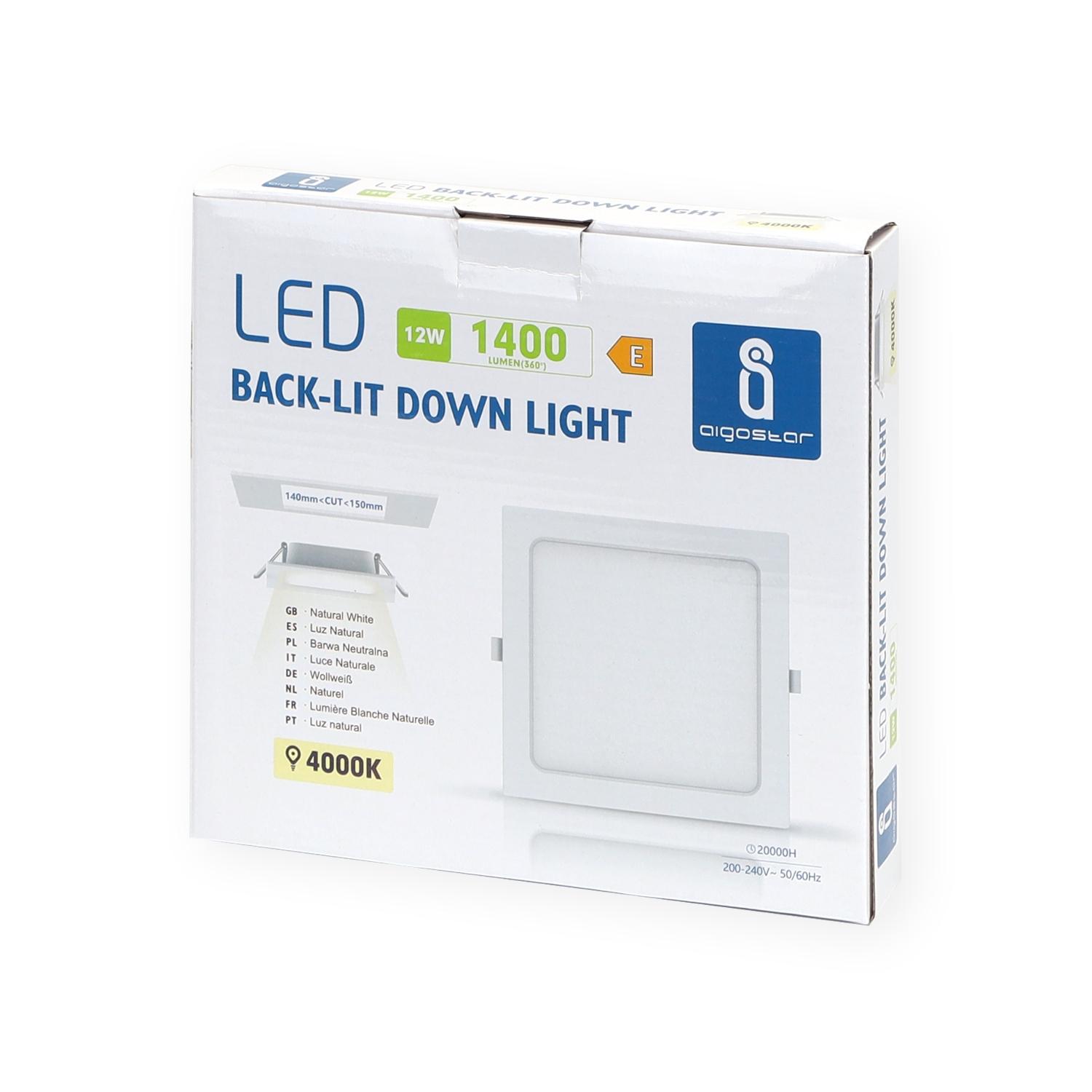 E6 LED Flush-mounted Square Downlight 12W Natural Light