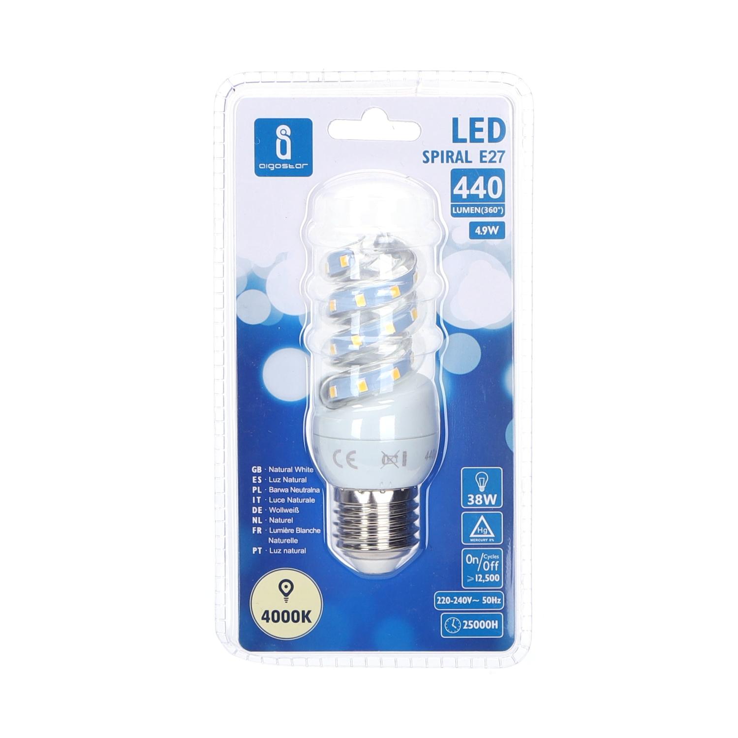 LED E27 4.9W Spiral tube