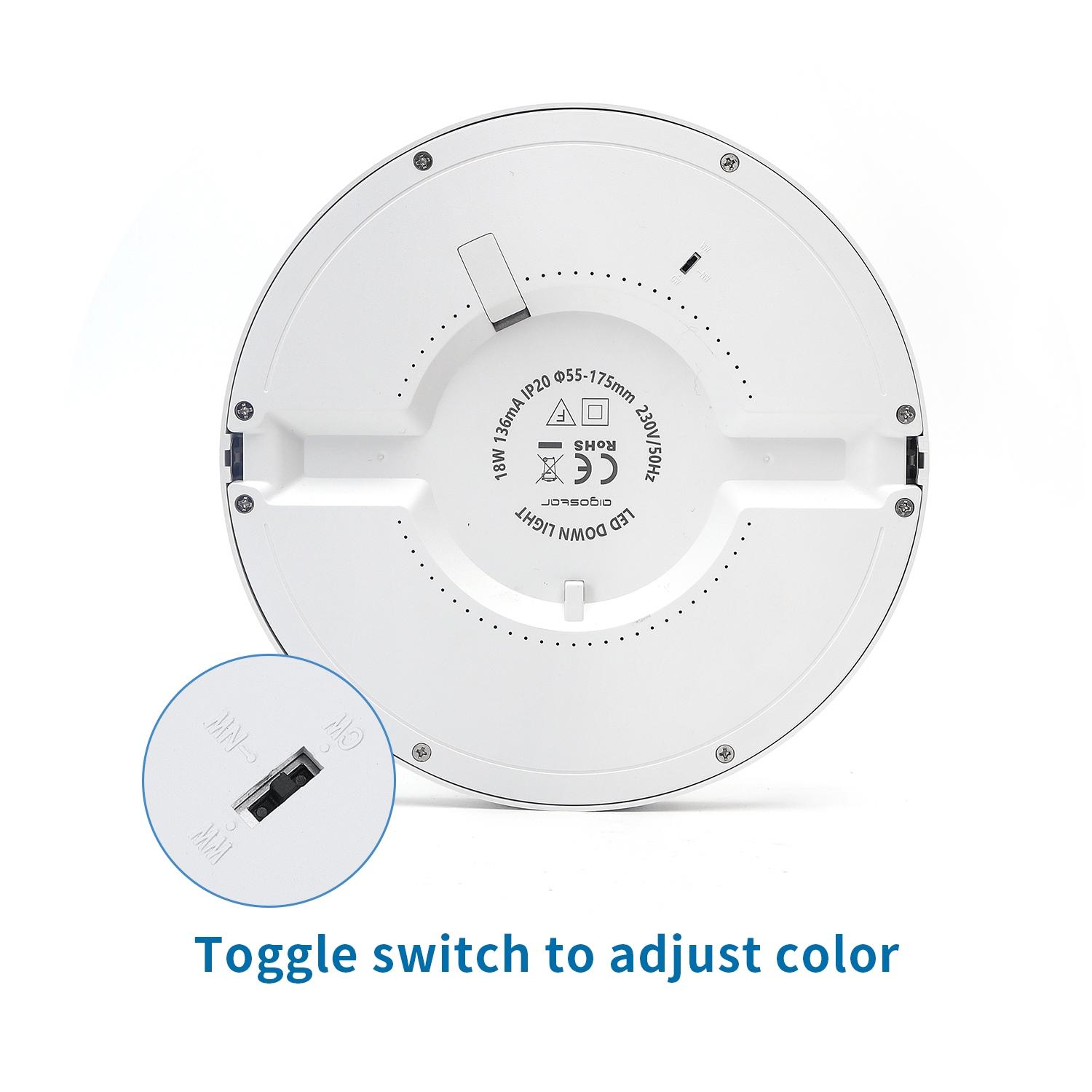 E6 LED Round Downlight 18W Adjustable Size and Color Temperature