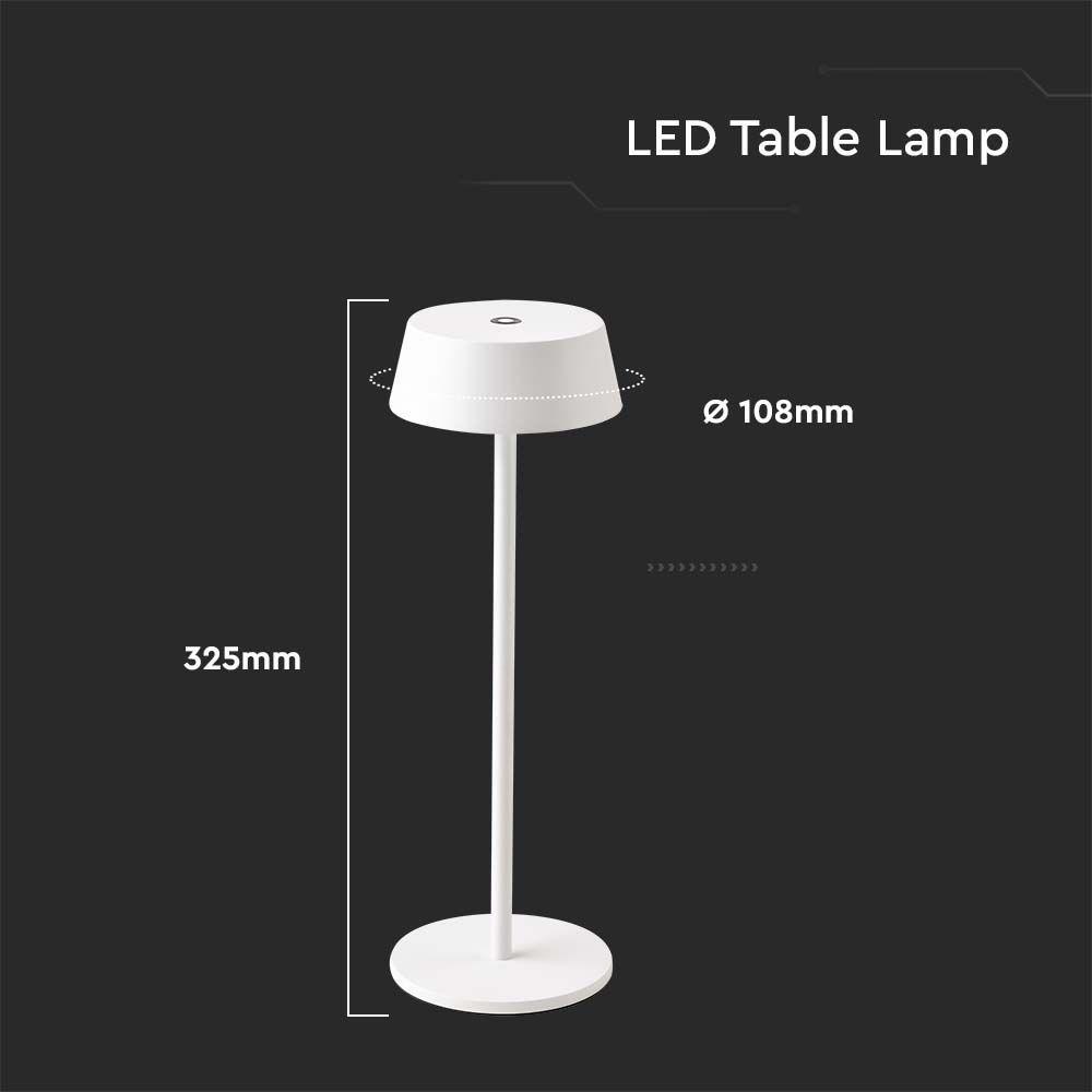 VT-7562 LED 2W TABLE LAMP 3000K WHITE BODY IP54