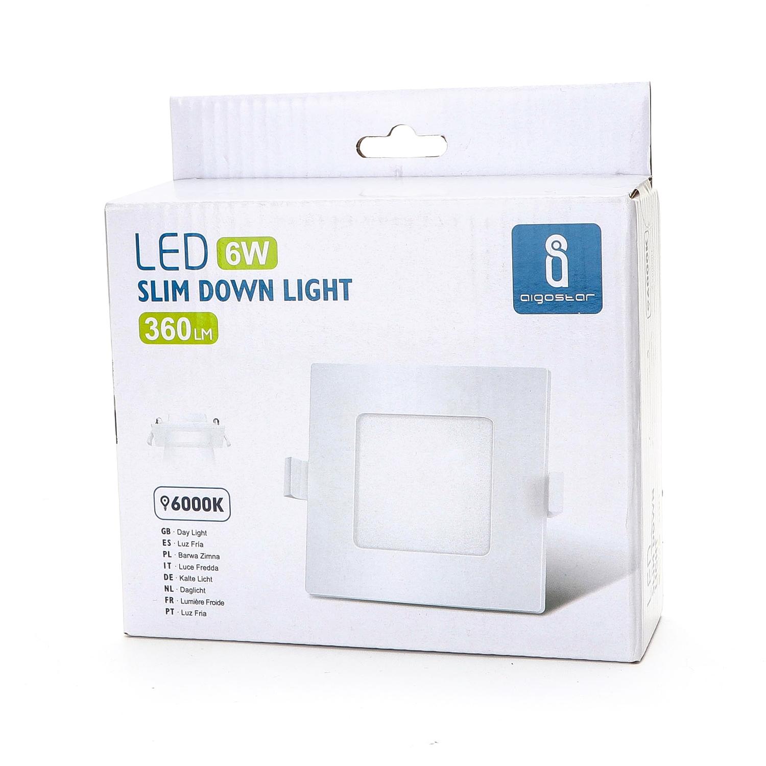 E6 LED Ultra-thin Flush-mounted Square Downlight 6W White Light