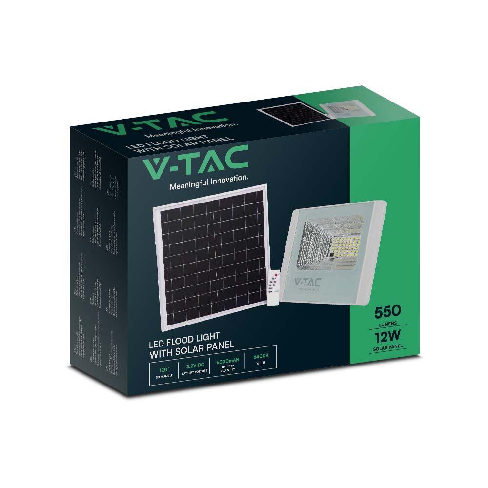 VT-25W 12W SOLAR PANEL WITH LED FLOODLIGHT 4000K WHITE BODY