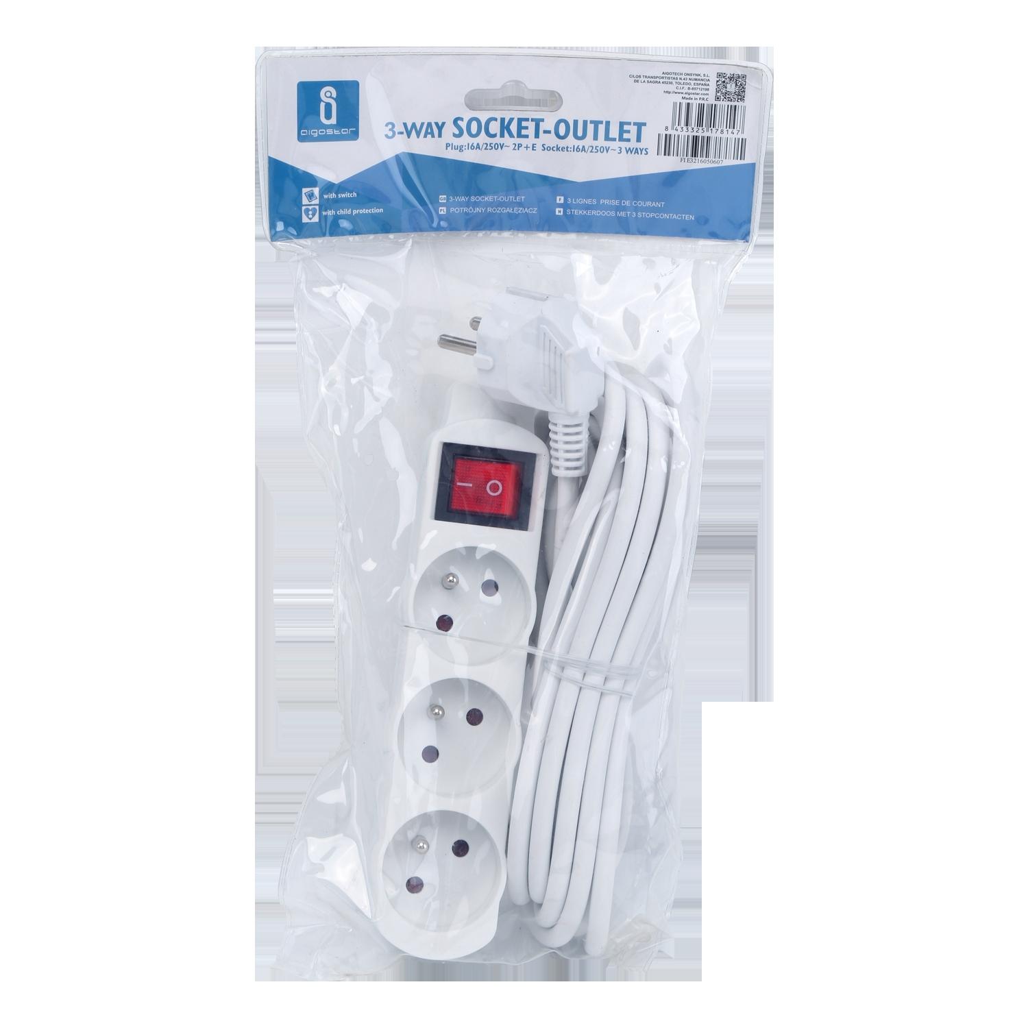 Power strips 3-way 5m H05VV-F 3G1.0m㎡ White