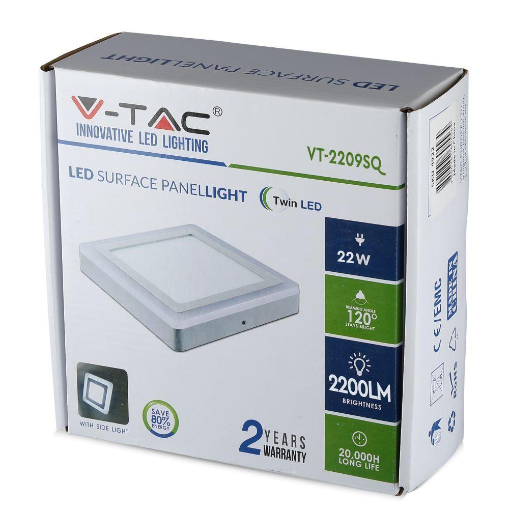 VT-2209 22W LED SURFACE PANEL 6400K SQUARE