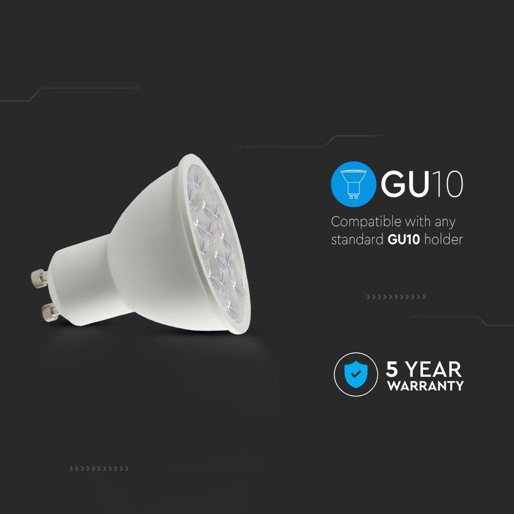 6W GU10 Żarówka LED, Chip SAMSUNG, Barwa:4000K, Kąt 10'D, Trzonek:GU10, VTAC, SKU 20027