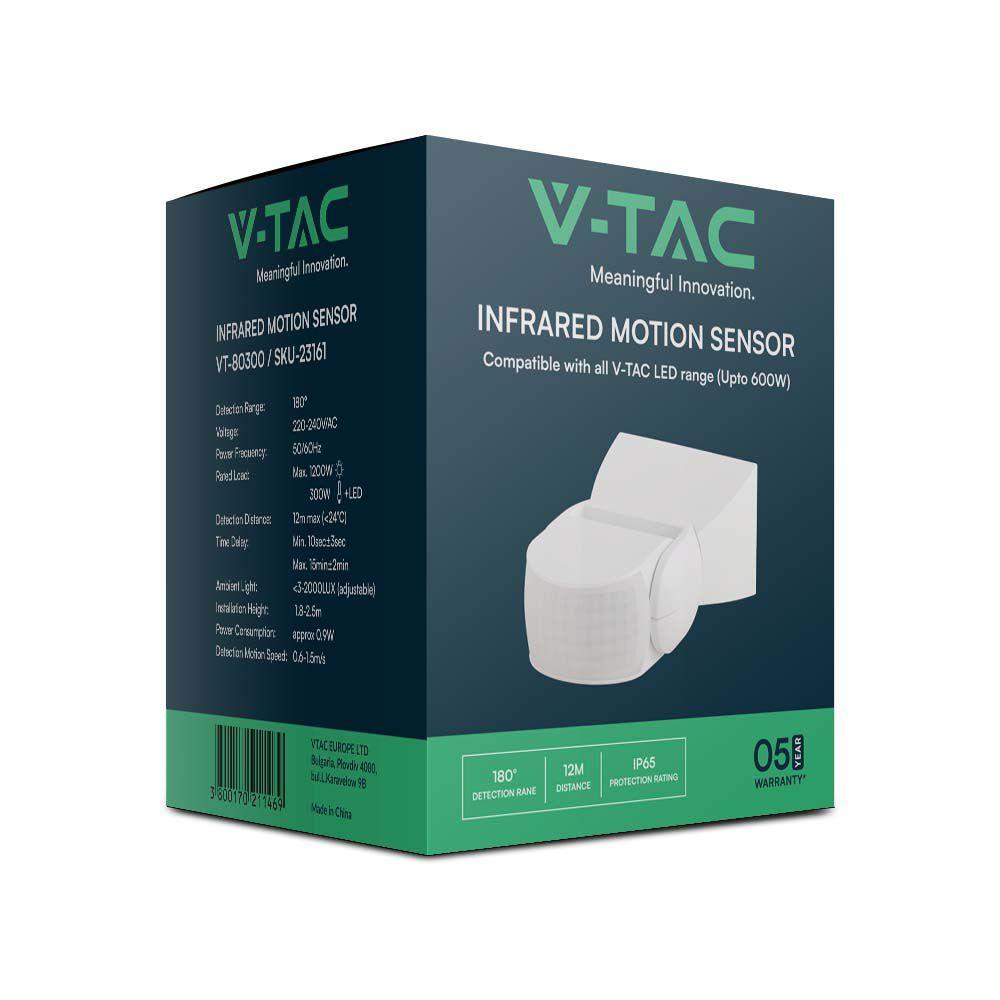 VT-80300 300W INFRARED MOTION SENSOR 180'D WHITE BODY IP65