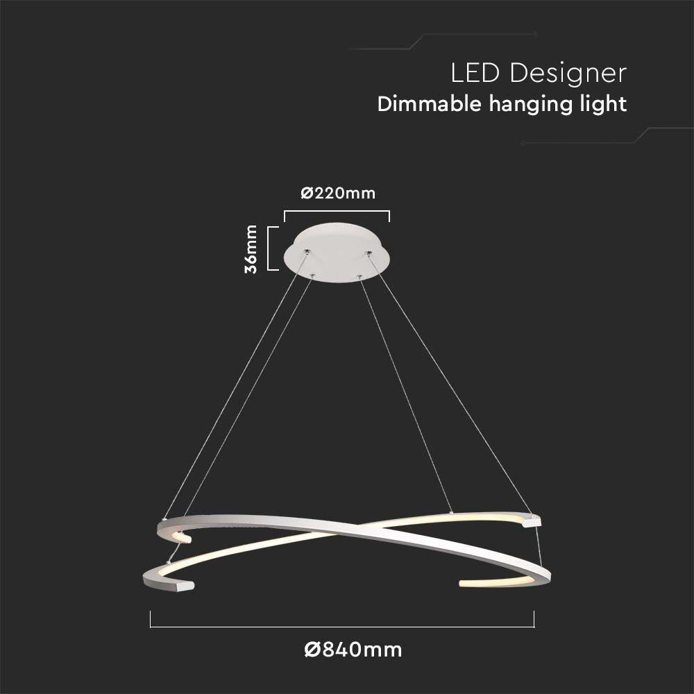 VT-7908 48W LED METAL HANGING LAMP D:800xH1200MM 4000K WHITE BODY TRIAC DIMMABLE