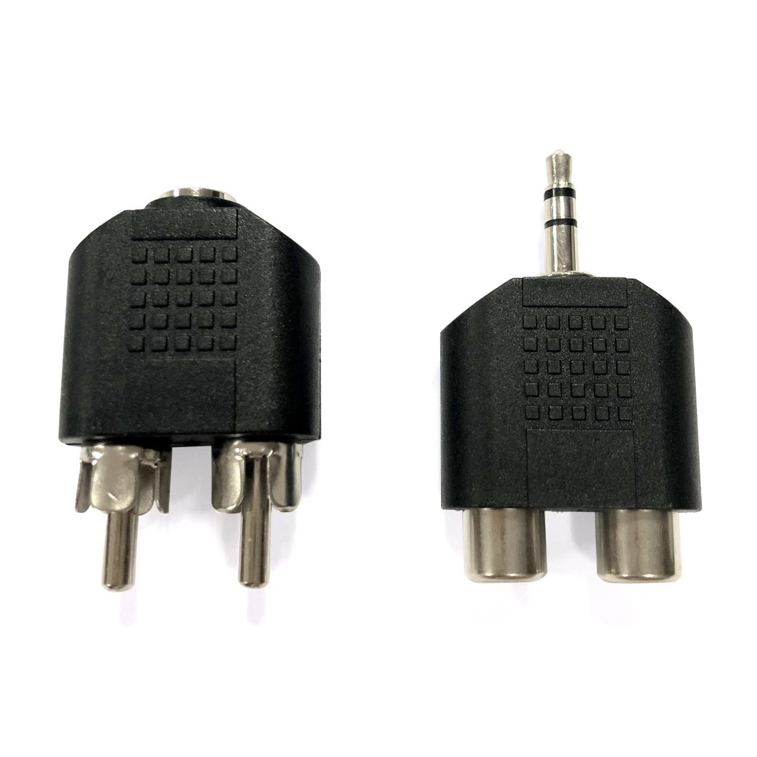 Audio/Video Connector 3.5 Dual Channel Female to 2*RCA Male & 3.5 Male to 2*RCA Female Black