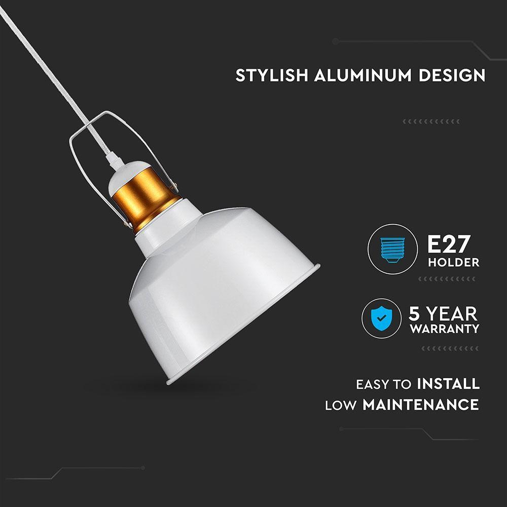 Lampa wisząca, Retro, Klosz: Aluminium, Biały + Złoto, VTAC, SKU 3729