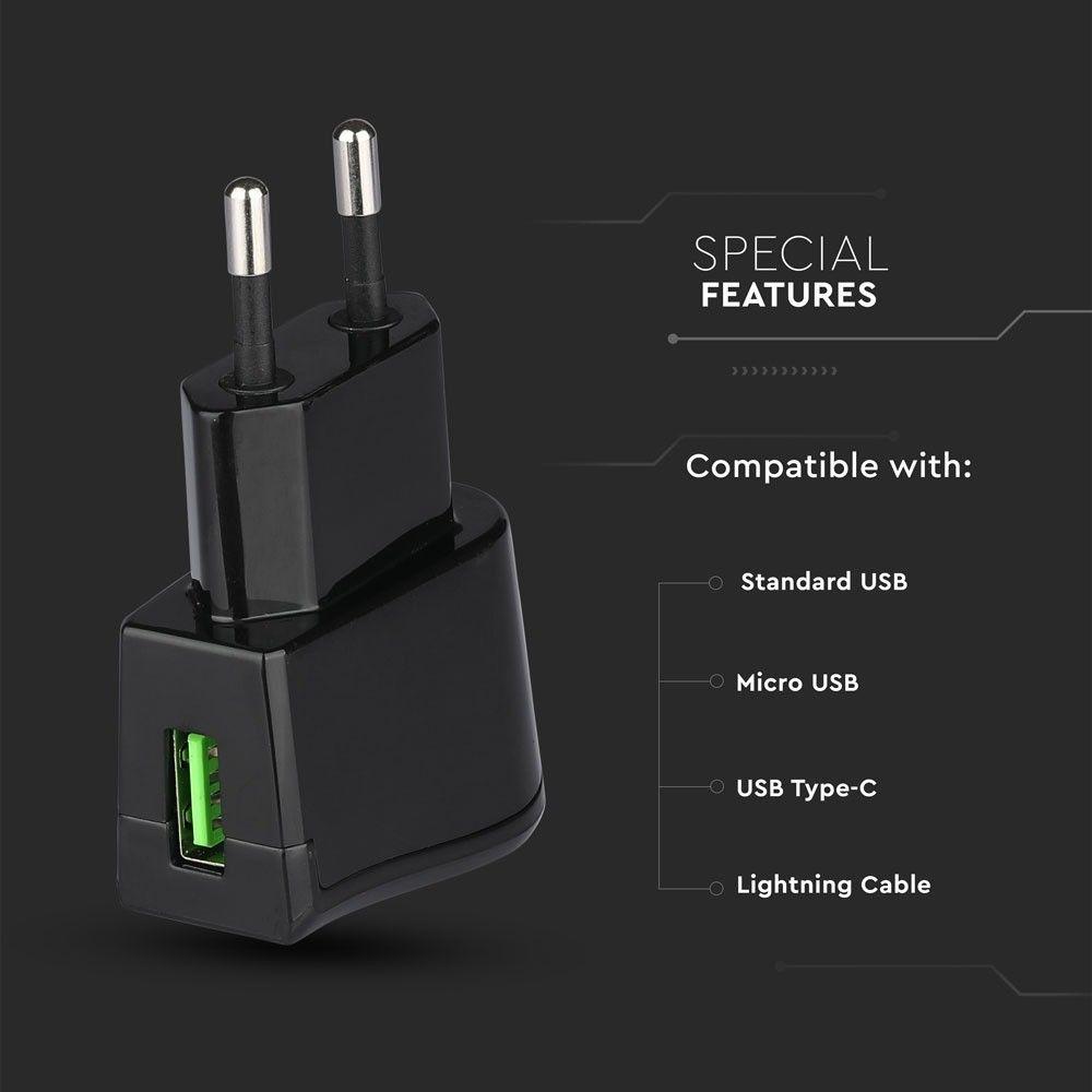 VT-1024 USB TRAVEL ADAPTOR WITH DOUBLE BLISTER PACKAGE-BLACK