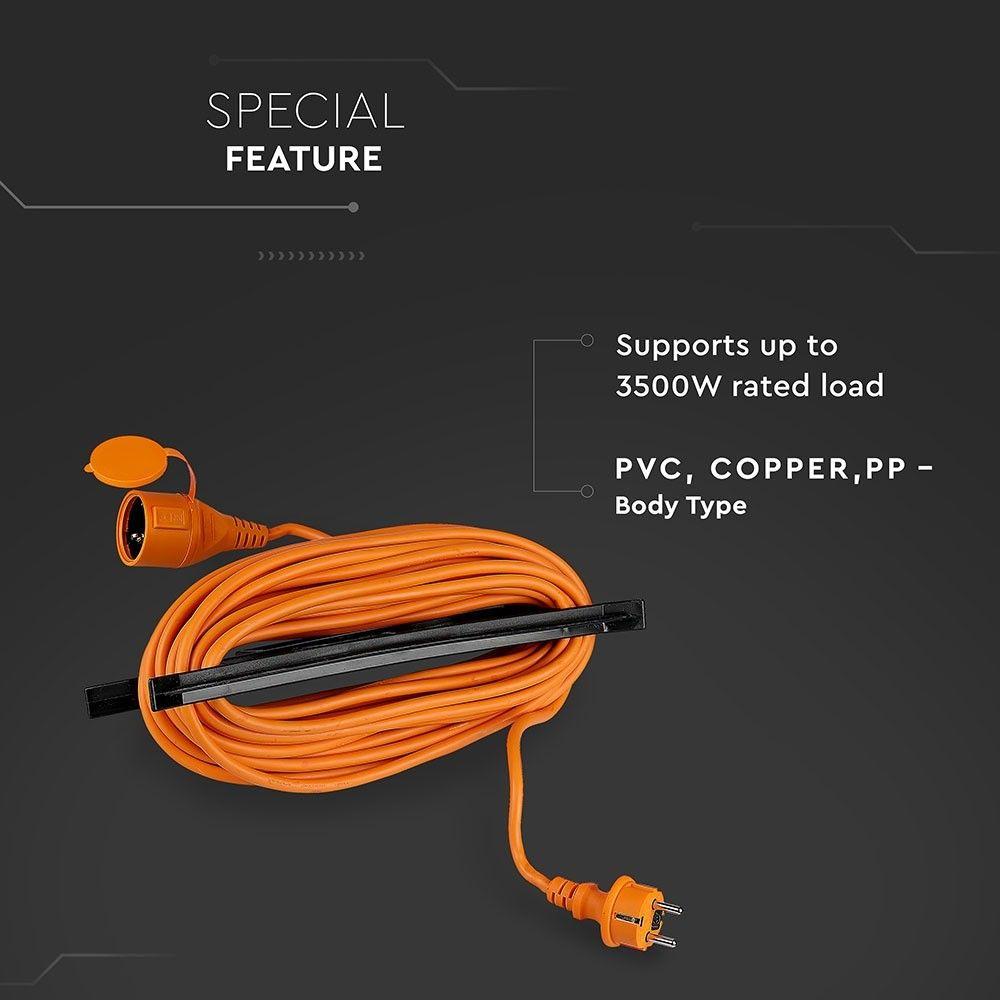 VT-3002-15 EXTENSION CABLE(3G1.5MMX15M)-1 WAY-16A-IP44-ORANGE & BLACK