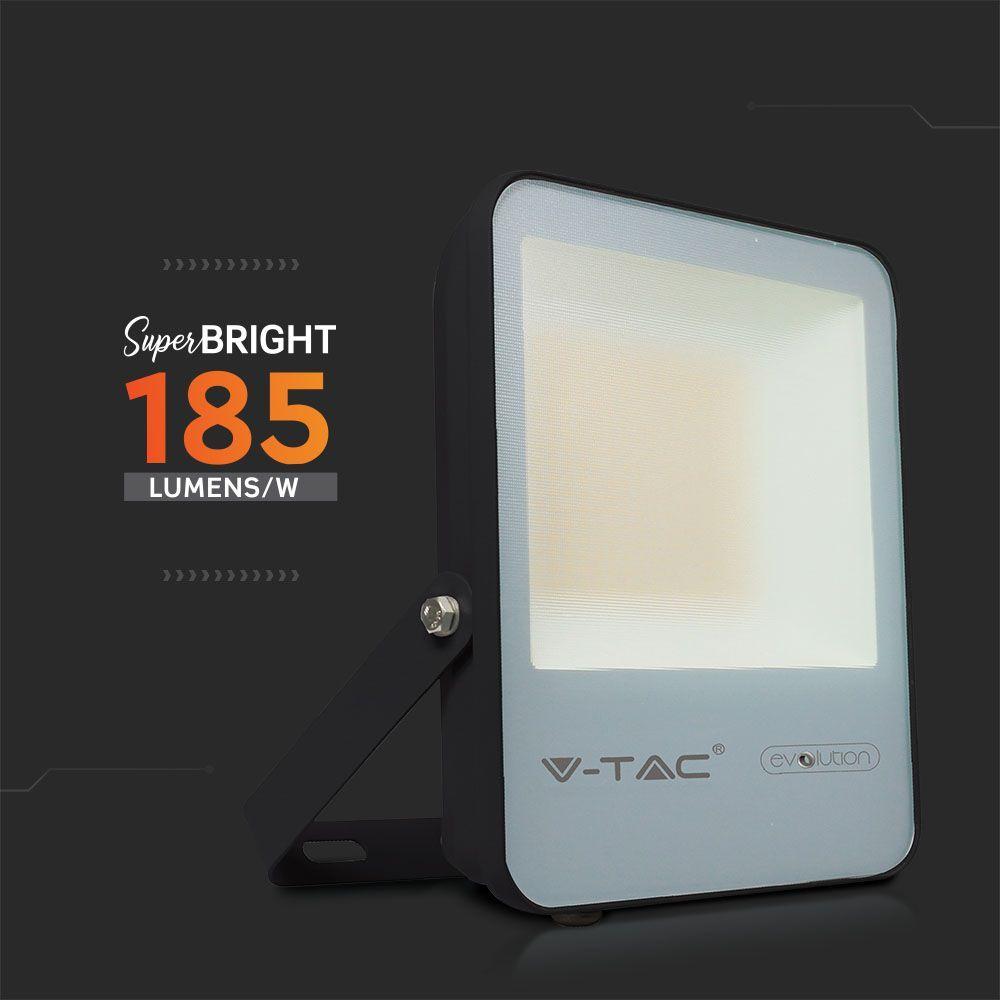 VT-30185 30W LED FLOODLIGHT 4000K BLACK BODY GREY GLASS 185LM/W