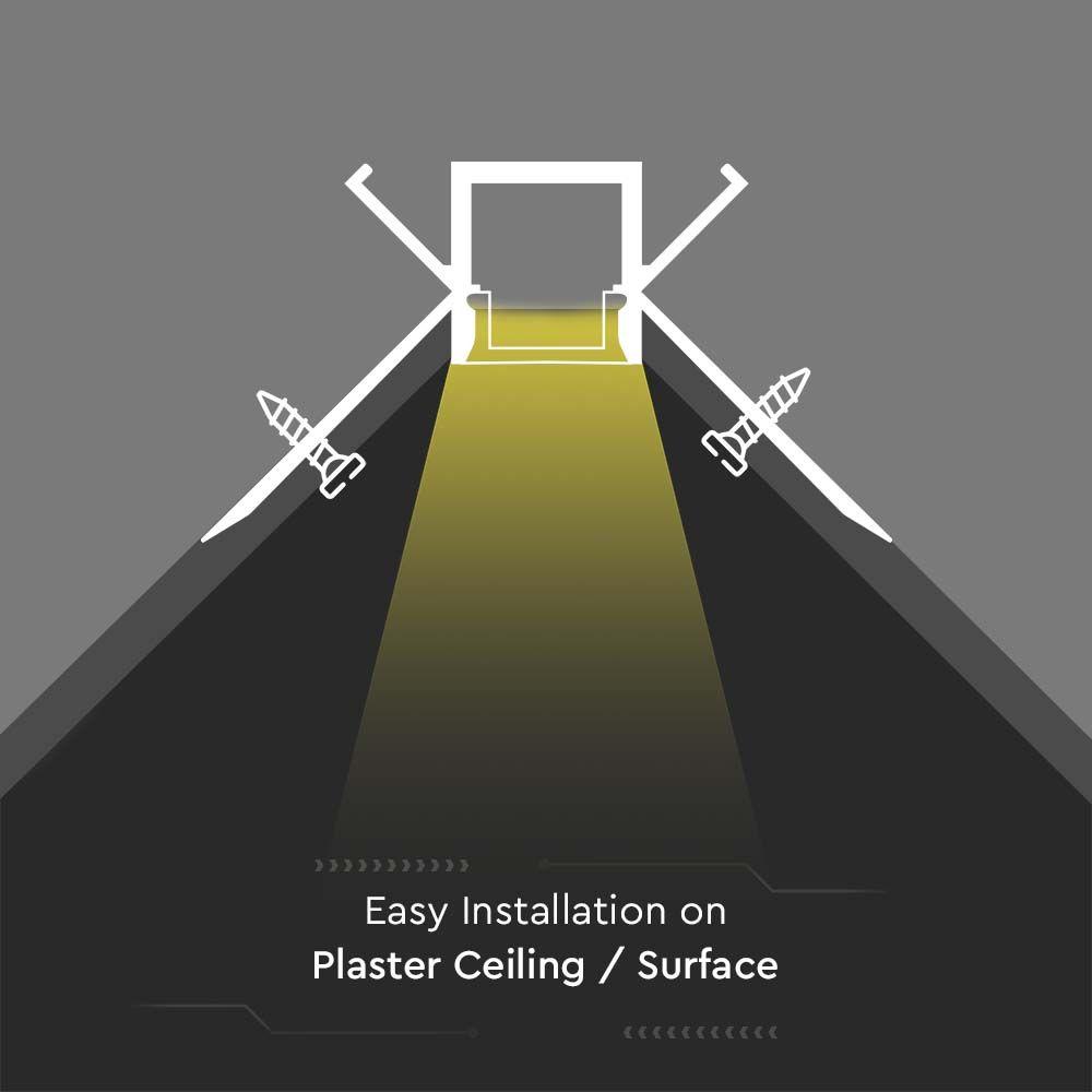 VT-8104 MOUNTING KIT WITH DIFFUSER FOR LED STRIP RECESSED 2000x45.4x25.14MM SILVER