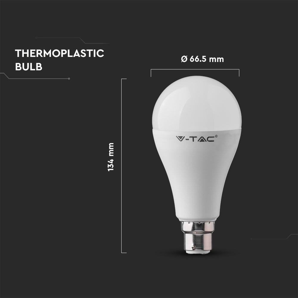 VT-2015 15W A65 LED PLASTIC BULB 2700K B22 200'D