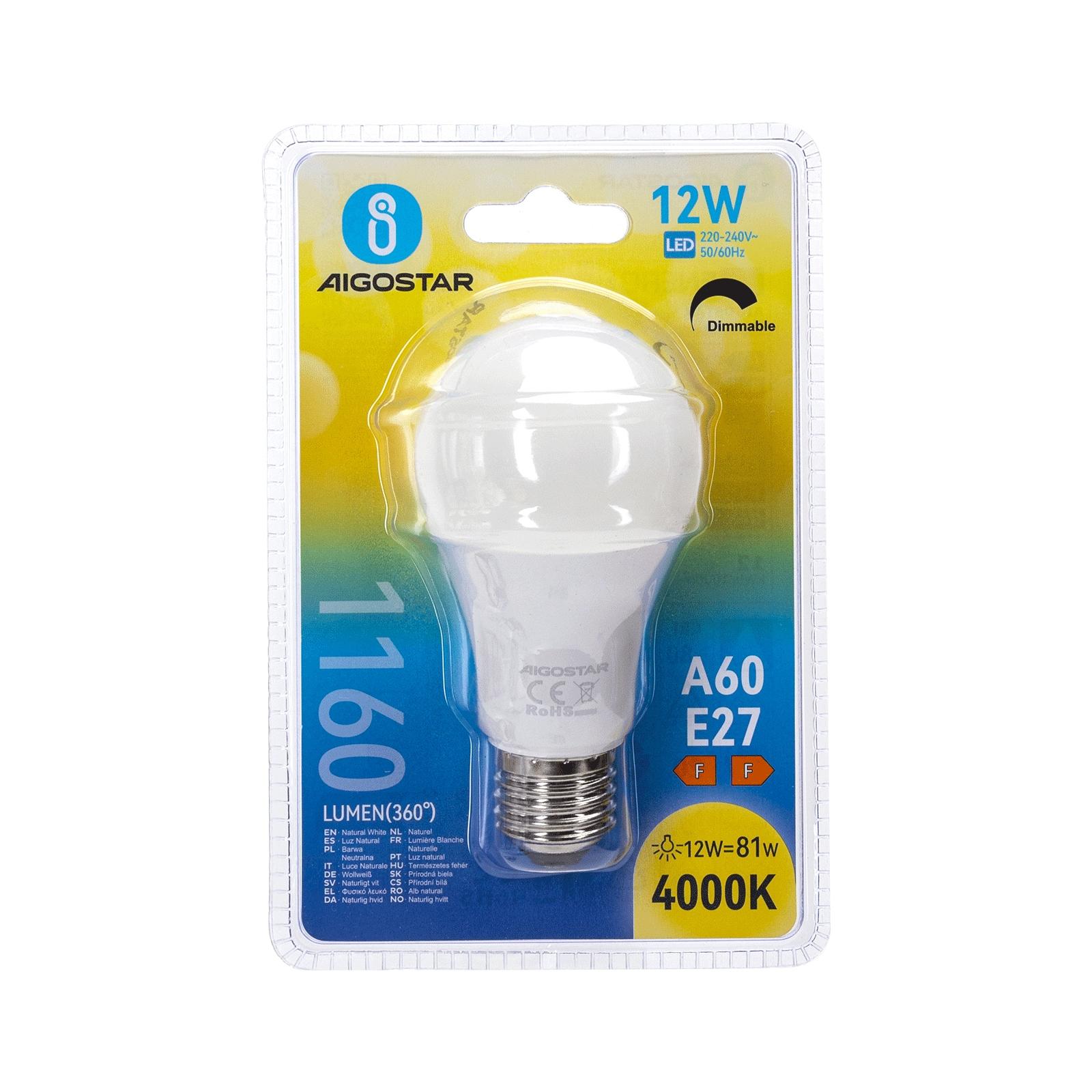 LED dimmable bulb A60 E27 12W 4000K