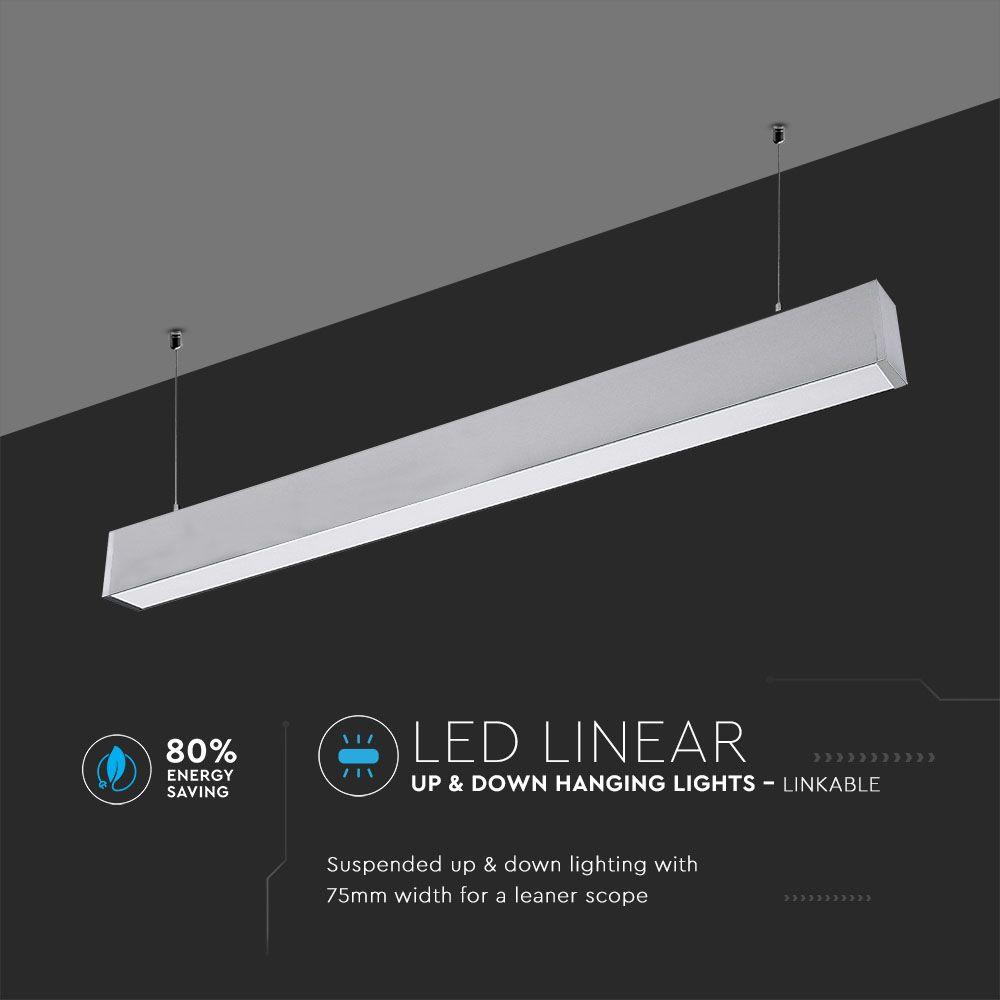 60W Lampa Liniowa LED, Chip SAMSUNG, Barwa:4000K, Obudowa: Srebrna, VTAC, SKU 378