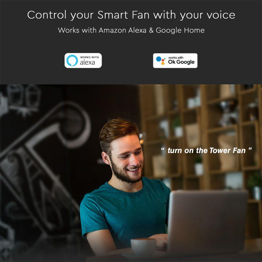 VT-5566 55W TOWER FAN(EU PLUG) WORKS WITH ALEXA & GOOGLE HOME